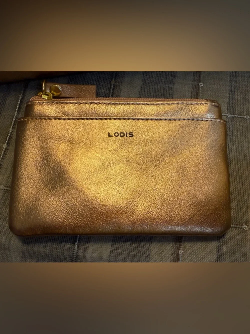 Lodis Metallic Rose Gold Leather Pouch & Coin Wallet 2pc Set